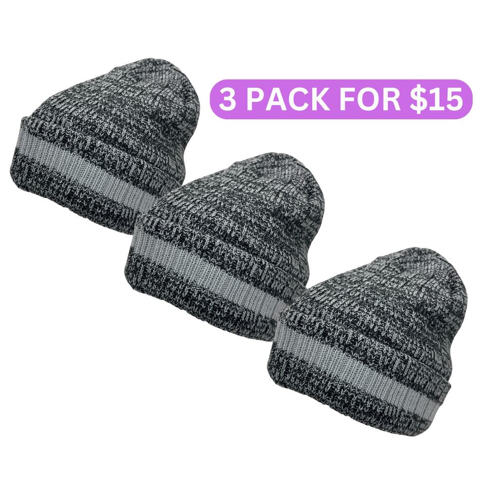 Brand New 3 Pack Thick Insulated Long Cuffed Beanie Winter Ski Cap Snowboard Hat